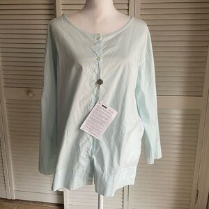New NWT Rossopuro Italy Blouse Top Shirt Tunic Women’s Blue Sz Large